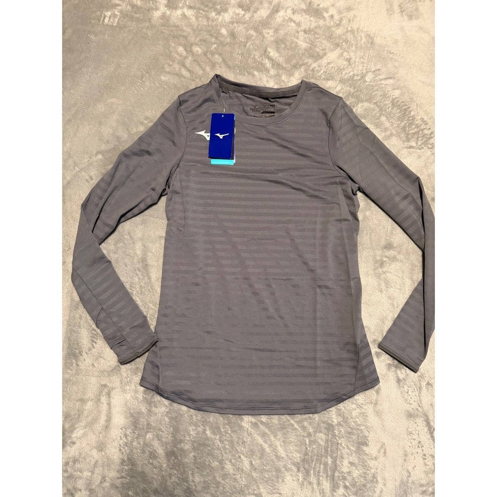 Mizuno Athletic Eco LS Women XS Shade Grey Long Sleeve Training Top 530130